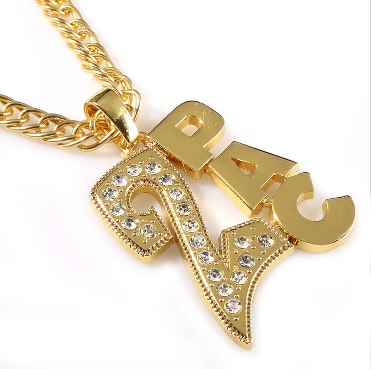 

Cool HipHop High Polished Gold 2PAC Pendant Necklace