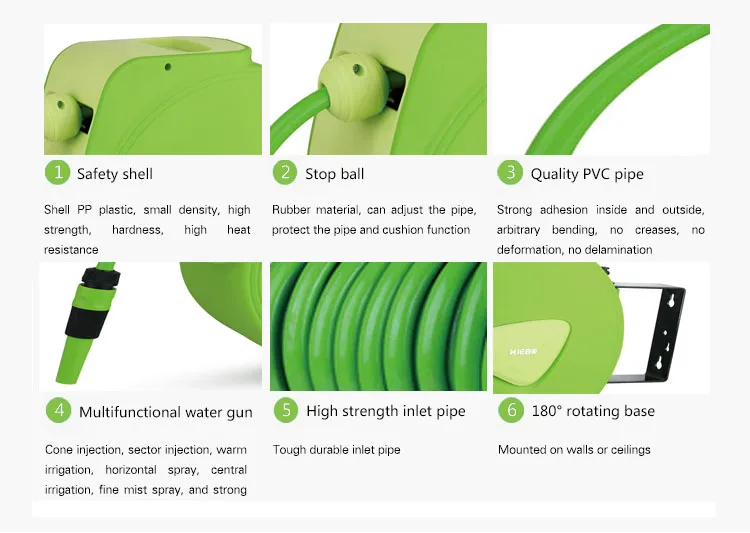 15m Wall Mounted Yardworks Hose Reels With Auto Lock And Slow