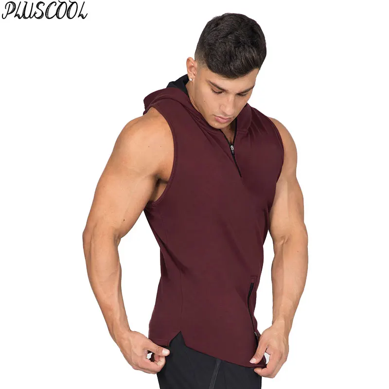 Wholesale Men's Athletic Apparel Drifit Zip Up Sleeveless Hoodies Buy Athletic Hoodies,Dri