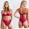 2018 Wholesale Bathing Suit Custom Swimwear Women Red High Waist Bottoms Push Up Tops Sexy Bikini