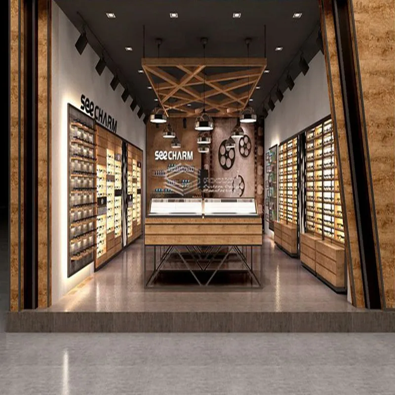 Eyewear Sunglasses Display Showroom Wood Optical Modern Optical Shop