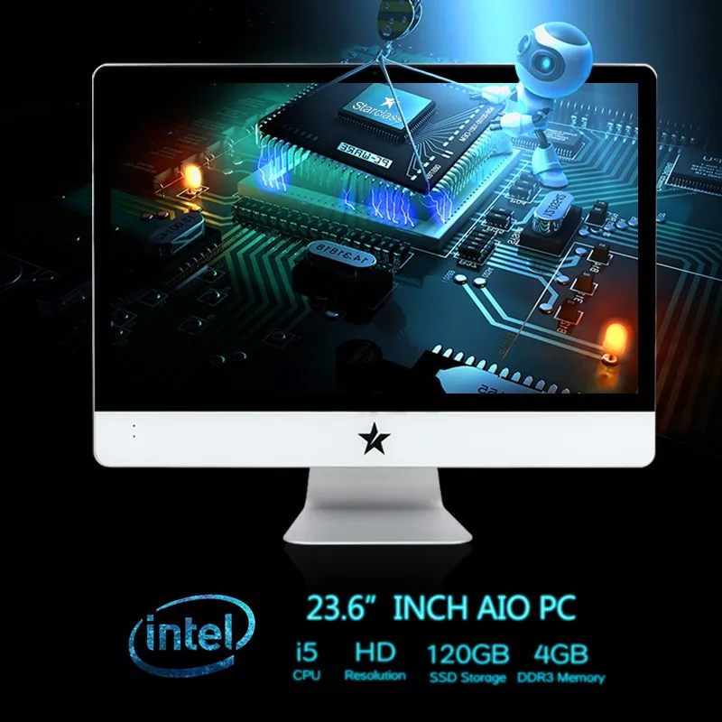 

23.6inch intel core i5 Ultra thin cheap all in one pc in China desktop computer, Silver