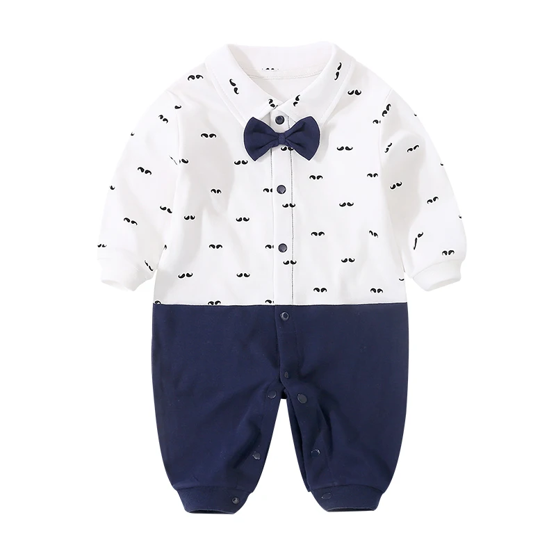 

YiErYing Newborn Clothing Baby Fashion 100% Cotton Baby Boy Romper Beard print & Bow tie Infant Jumpsuit, Picture
