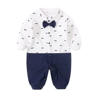 

YiErYing Newborn Clothing Baby Fashion 100% Cotton Baby Boy Romper Beard print & Bow tie Infant Jumpsuit