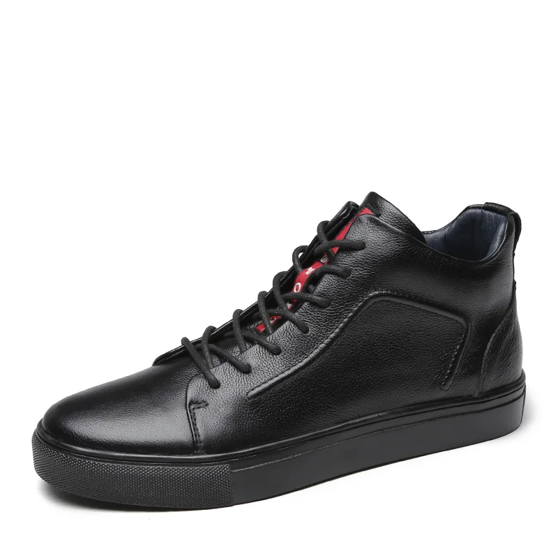 

Most fashion sneakers cool big size first black men leather shoes, Optional