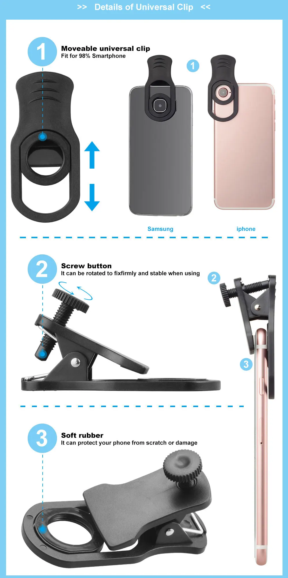 external camera for android phone clip optical mobile detachable 20x zoom telephoto lens