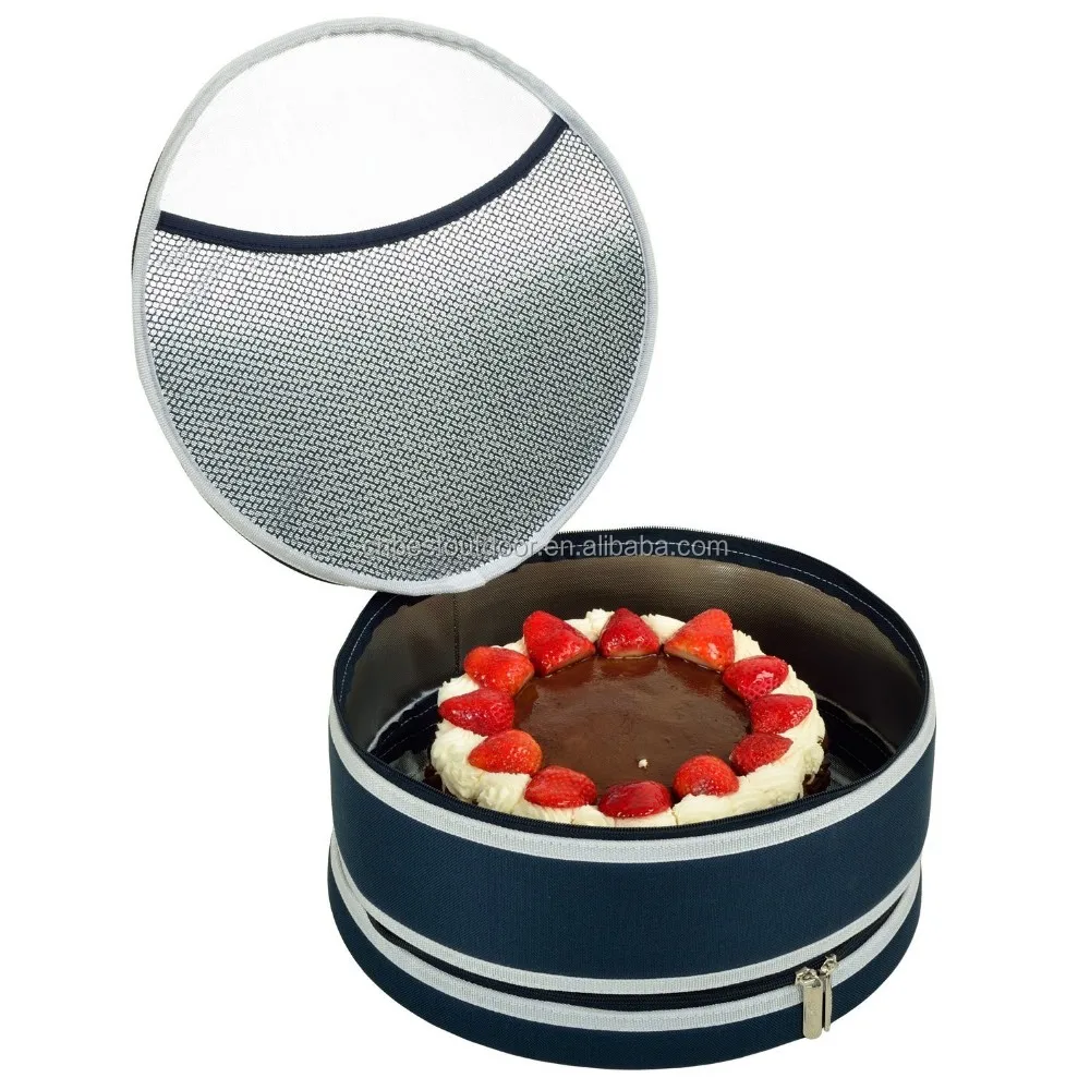 Round Thermal Insulated Pie Carrier With Zippers Top/bottom Easy To
