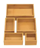 

5-Piece Bamboo Storage Box Bamboo Drawer Organizer Set Bamboo Cutlery Tray