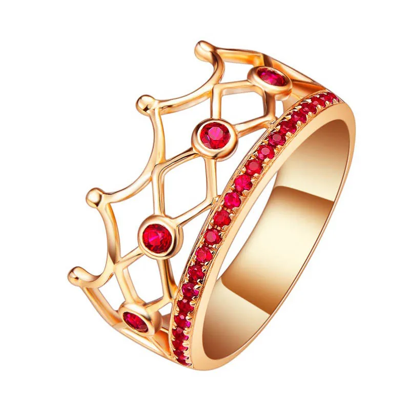 

saudi arabic jewellery 2018 new style princess crown red ruby natural gemstone 18k gold ring designs for girls