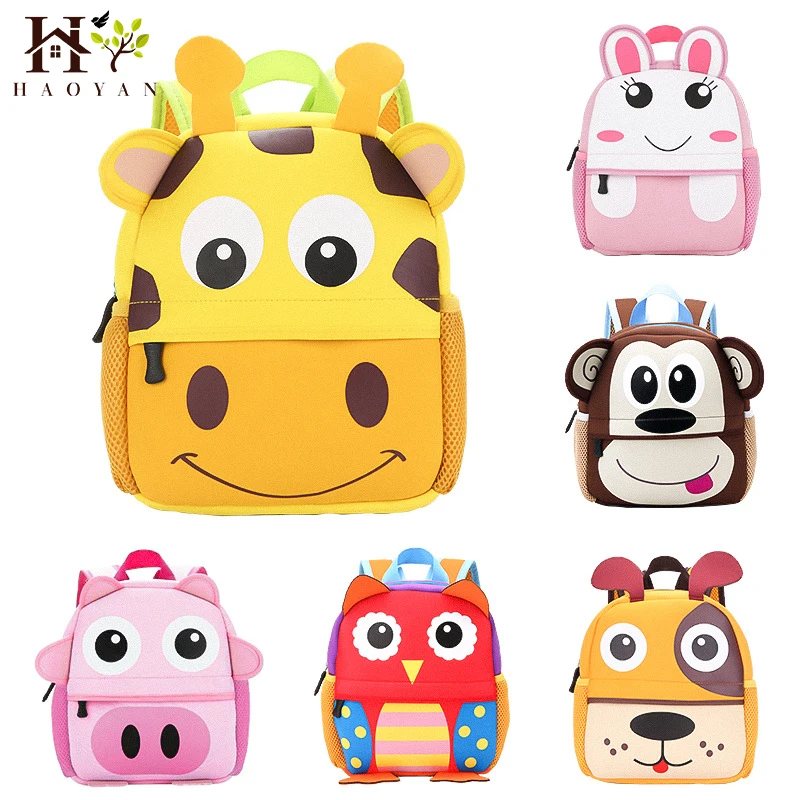 

Cartoon Animal School Children Bag Kindergarten Kids Backpack 3D Kids Diving Materials Waterproof Breathable School Bag For Girl