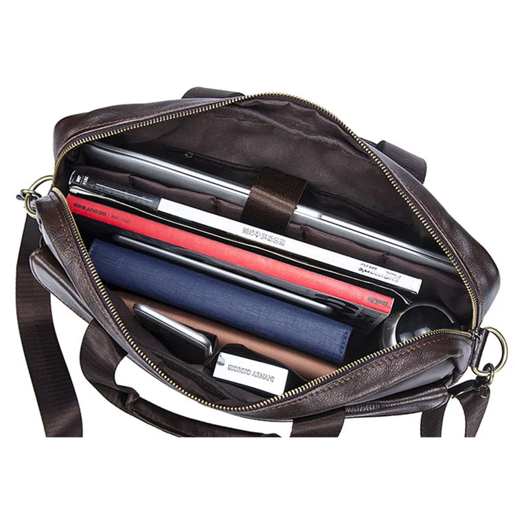 

Custom European Style 1117 Fashion Laptop Business Handbag Mens Leather Briefcase Bag With Shoulder Strap leather office bag, Coffee