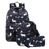 Teen Girl School Backpack with Lunch Box Pencil Case, 3 in 1 Canvas Student Book Bag Set for Elementary Middle School