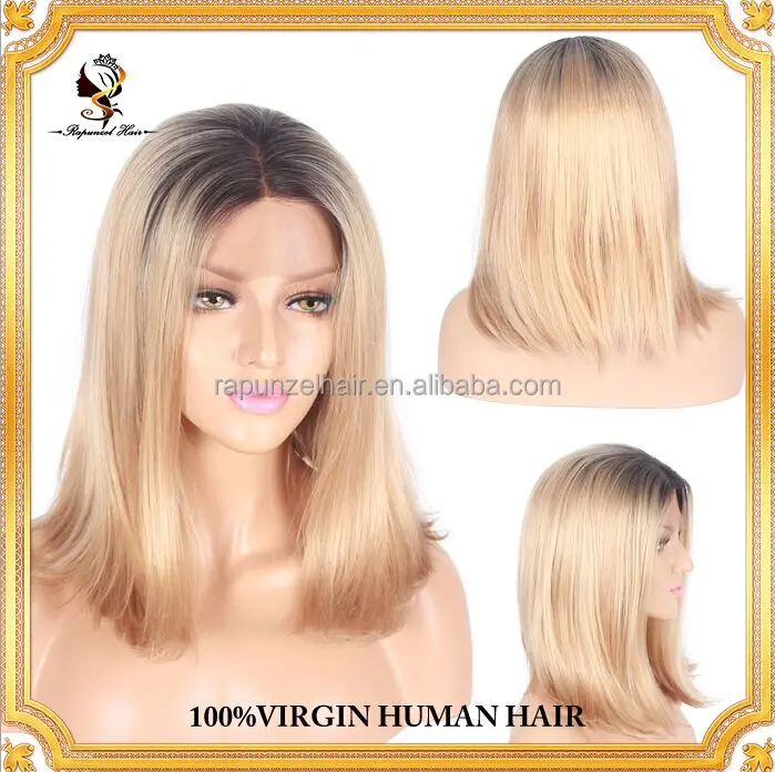 QDRapunzel hair Natural Looking Short Bob Lace Front Wig Synthetic Blonde Ombre Wigs For Women Heat Resistant Fiber Hair