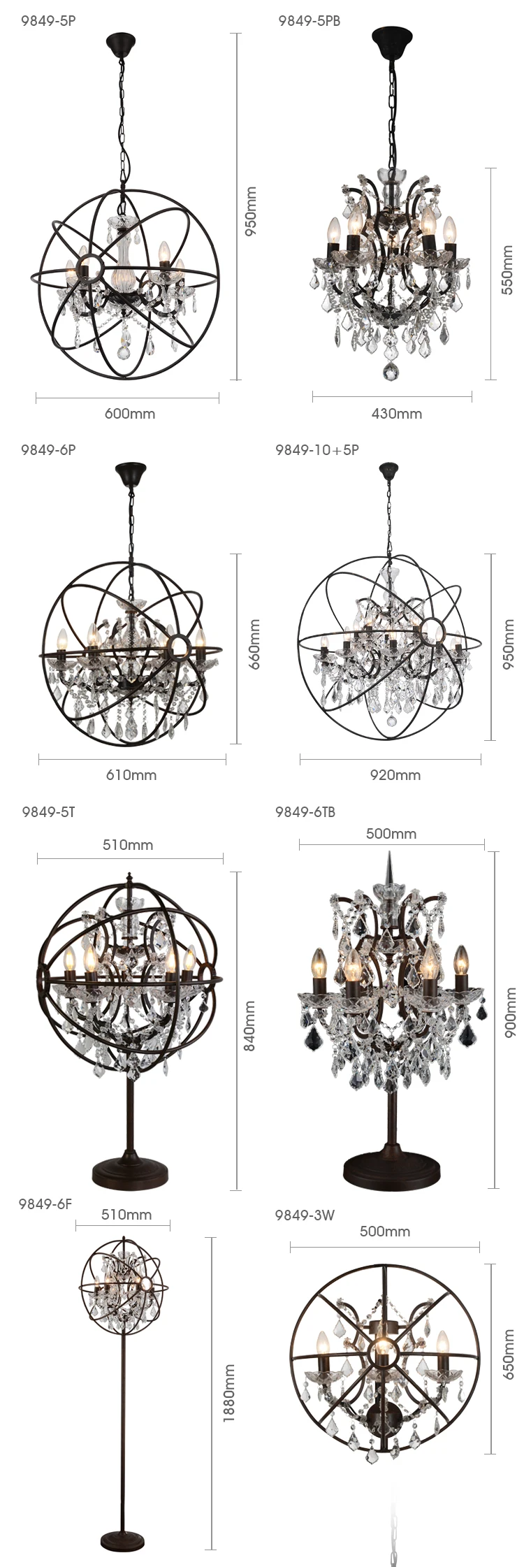 2019 new arrival modern big ball frame design metal chrome material crystal chandelier