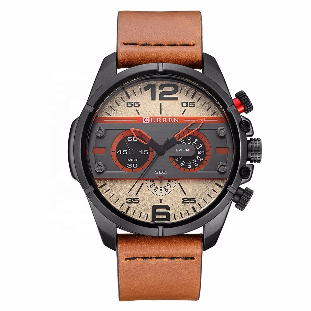

8259 Curren Men's Army Military Sport Watch Men Casual Business Leather Analog Wrist Watches Popular
