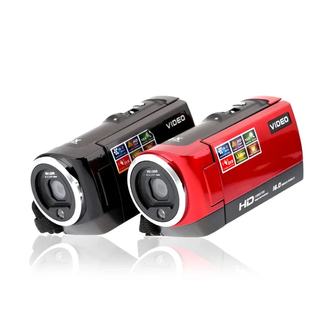 

16Mp Max Cheap Gift Type Digital Video Camera with Rechargeable Lithium Battery and SD card Slot, Black and red