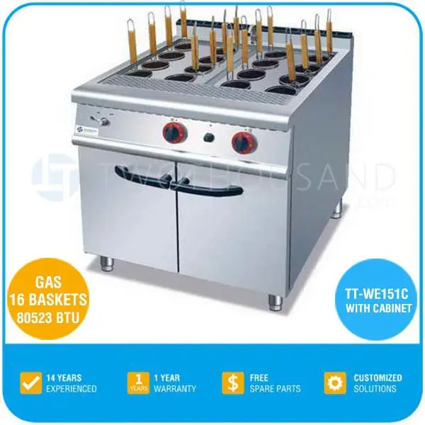 2014 - Gas Pasta Cooker with Cabinet - 16 Baskets, 80523BTU, 100KG, TT-WE151C