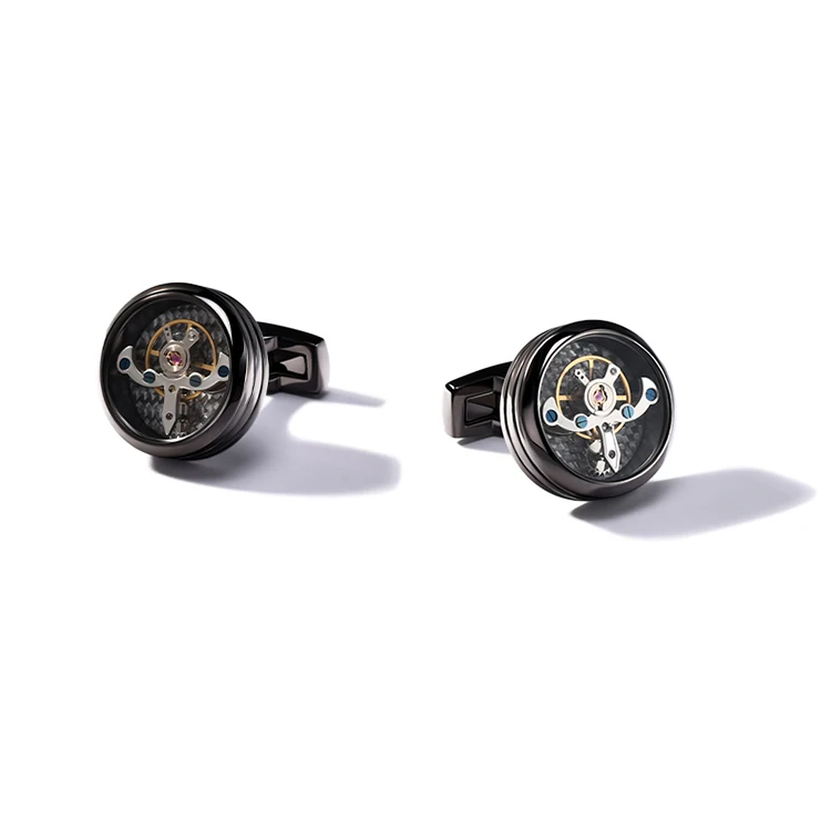 

High quality Movement Tourbillon Cufflinks Mechanical Watch Steampunk Gear Cuff links, Rose gold