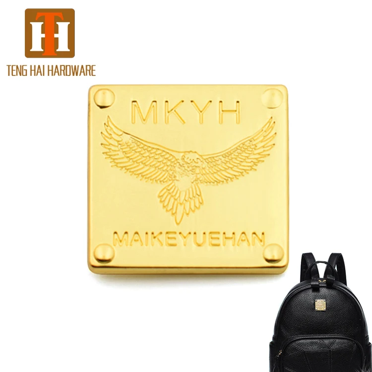 

Square small logo metal logo label name plate for handbag