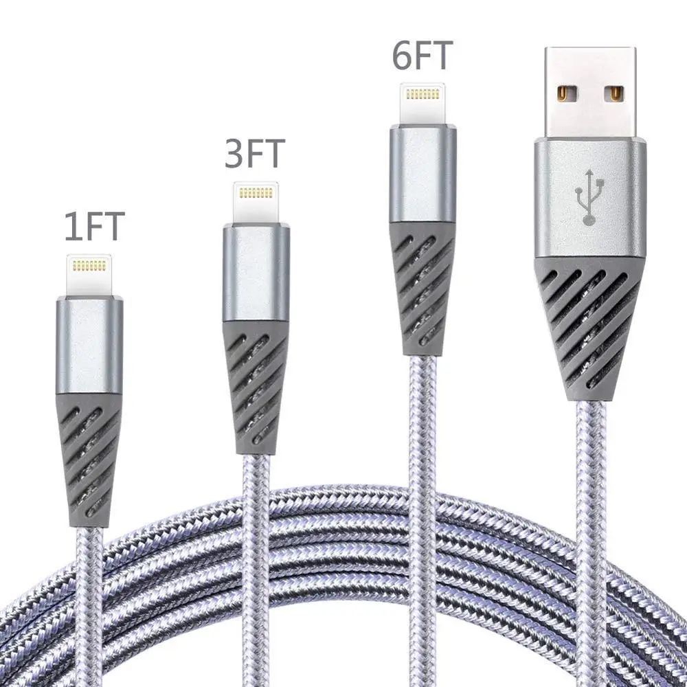 Amazon Hotsale High Quality Aluminium Connector Fast Charging  Nylon Braided Usb Charging Cable For Iphone