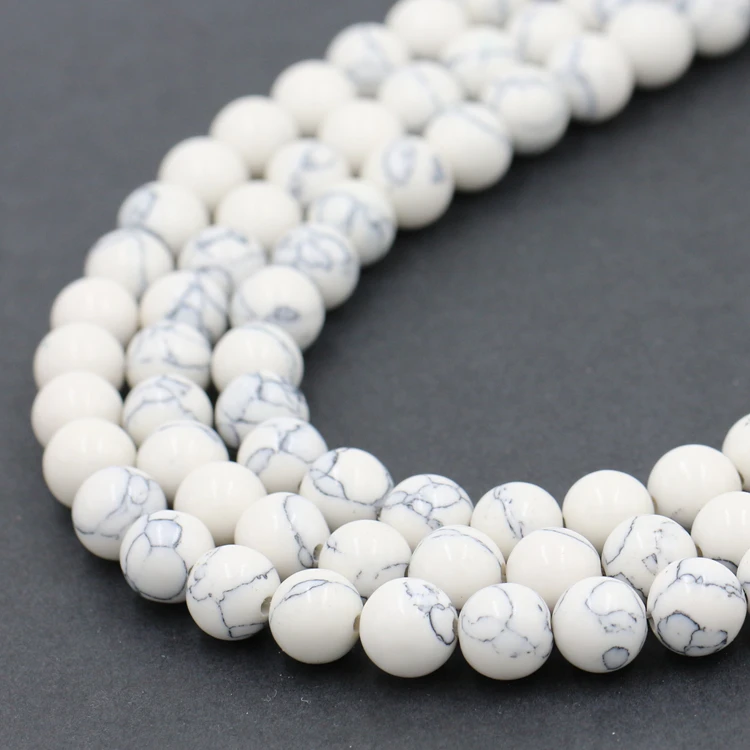 

Natural wholesale price stone jewelry real howlite beads white turquoise gemstone loose