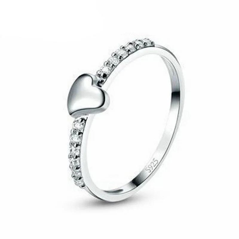 

LOZRUNVE New Design 2019 925 Sterling Silver Heart Finger Ring CZ, White