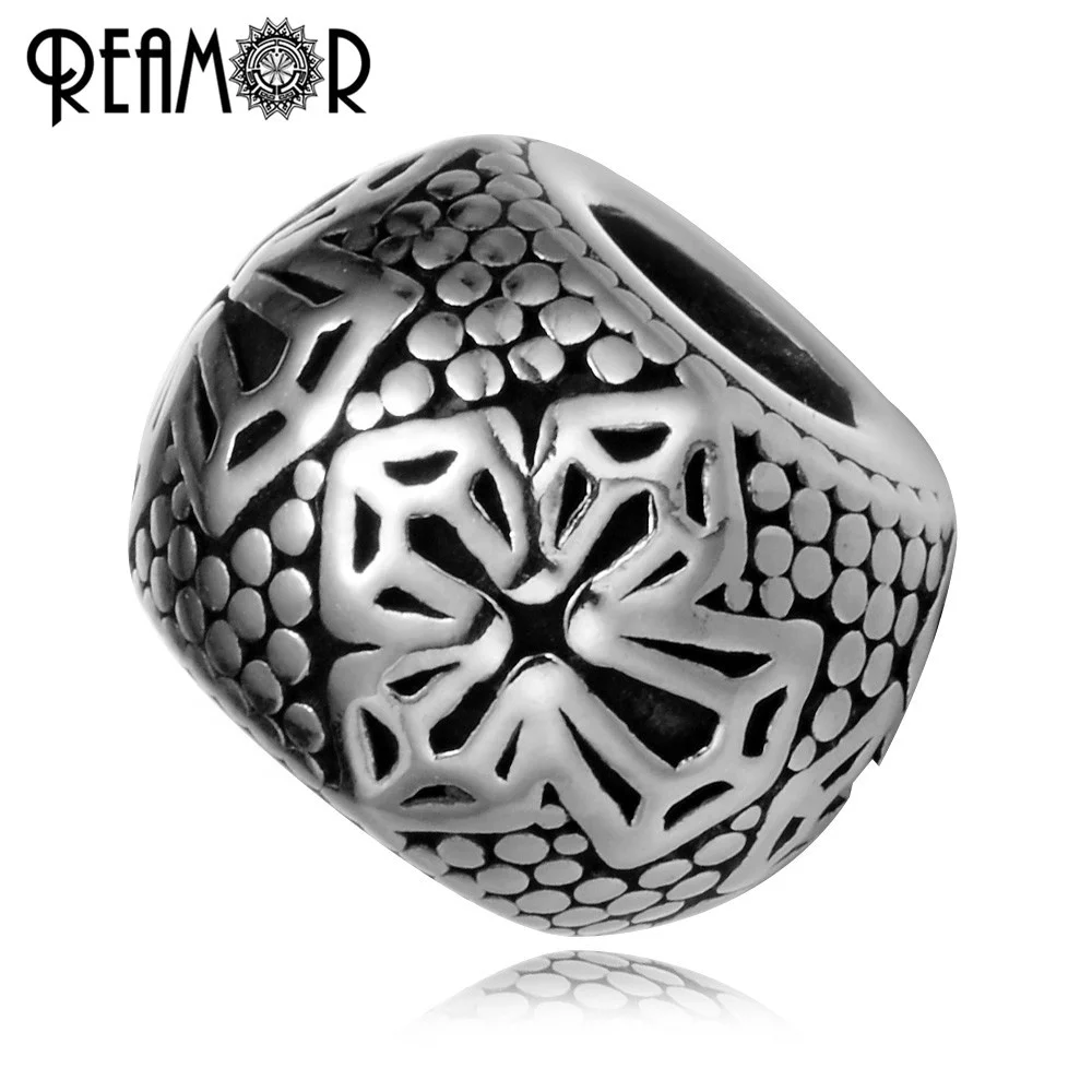 

REAMOR 316l Stainless Steel Religious Cross European Big Hole Beads Spacer Beads Findings for Jewelry Making Wholesale Beads