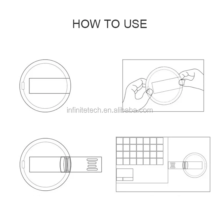 Round Shape Card USB Memory Sticks plastic usb card Flash Drive With Printing Logo - ANKUX.COM