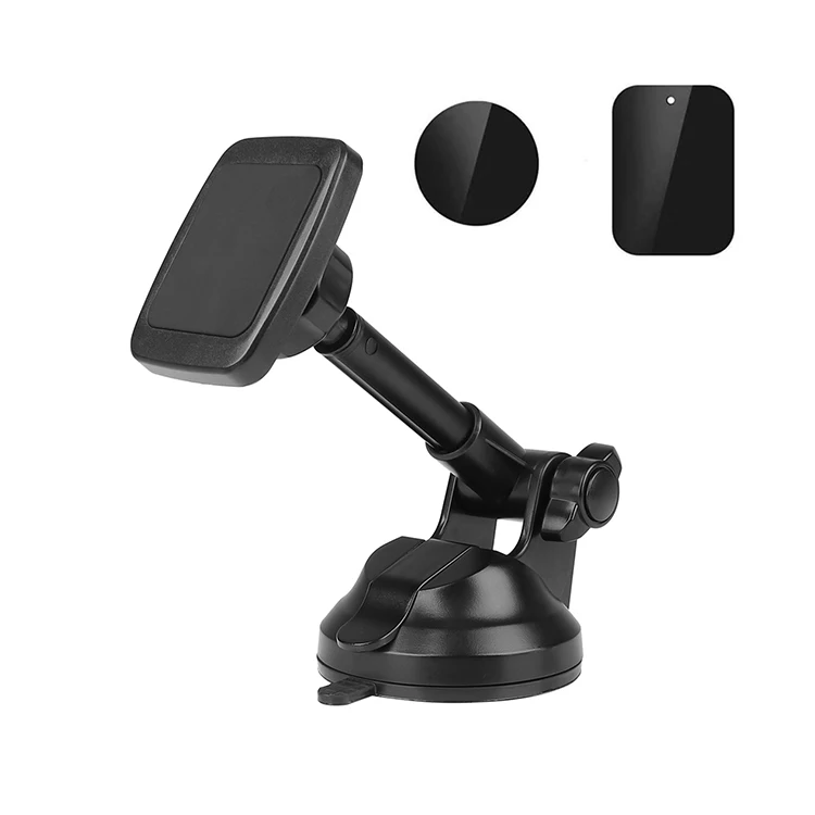 

2019 hot Sale Mobile Phone Magnetic Dashboard Holder 360 Rotation Windshield Phone Car Holder with Telescopic Long Arm, Black grey