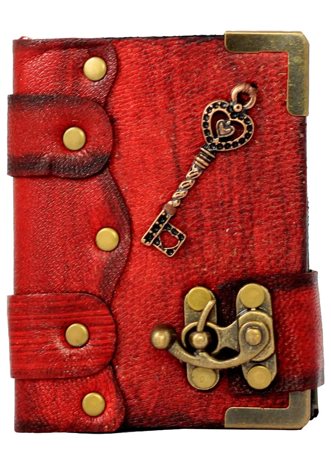 Buy Leather Journal Heart Key Pendant On A Red Notebook