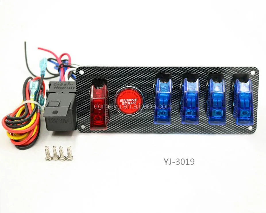 interruptor de encendido 12 V Panel interruptor de arranque de motor bot/ón de arranque interruptor de palanca motor para coche de carreras