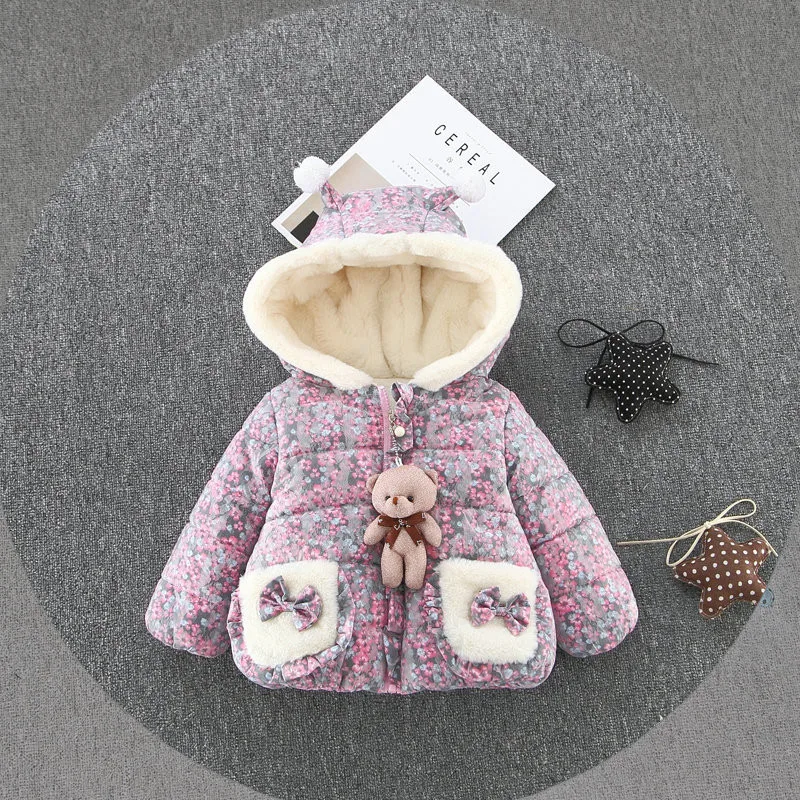 

Winter girls Coats children Outerwear kids winter down parkas coat warm fleece velvet parkas, As picture