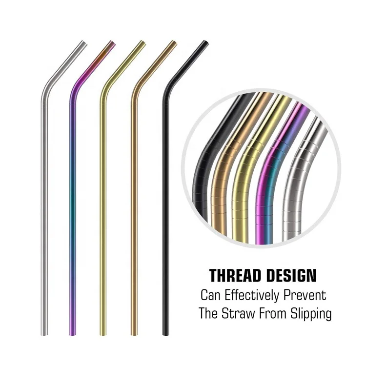
Reusable bubble tea stainless steel straws with customized logo 