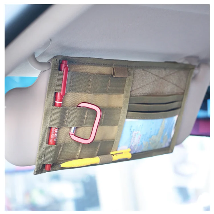 Tactical Molle Vehicle Visor Panel Truck Car Holder Pouch Sunshade Storage Bag 
