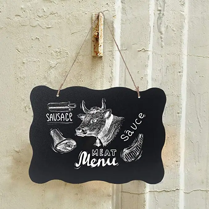 
Black Style Decorative Rectangle Erasable Mini Hanging Double Sides Wooden Chalkboard 