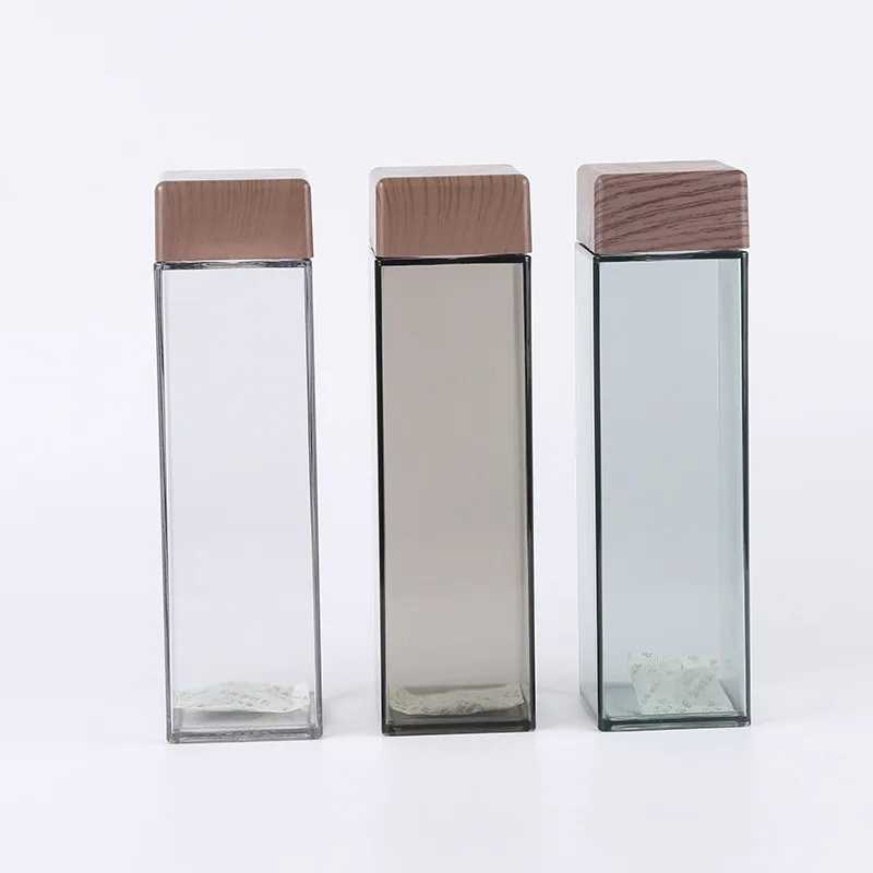 

BPA Free PlasticSquare Water Bottle With Wooden Lid