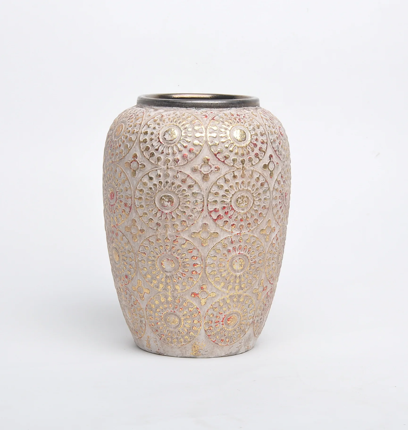 Noble European Gold Plated Antique Ceramic Custom Gold Flower Vase For