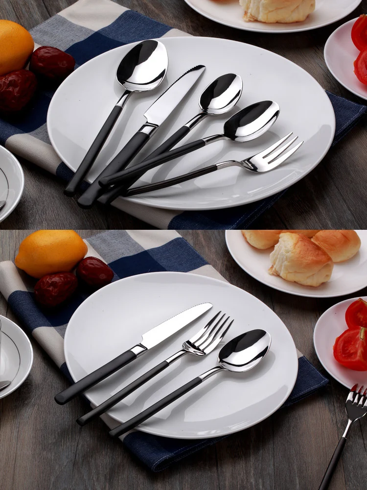 Munich Highend Silverware Flatware Sets Black Handle Stainless Steel