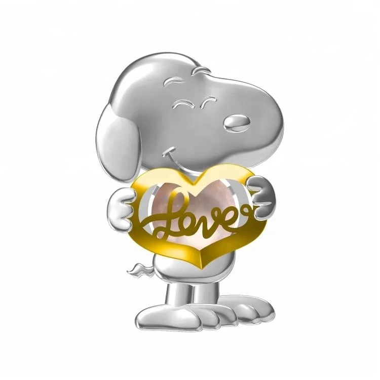 

Snoopy 925 silver cage pearl pendant cartoon Valentine necklace jewelry