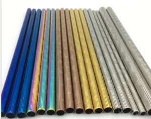 Image of New Design Embossed Stainless Steel Metal Straws Long 10.5 Inch Reusable Straws For 30oz Tumblers Cold Beverage