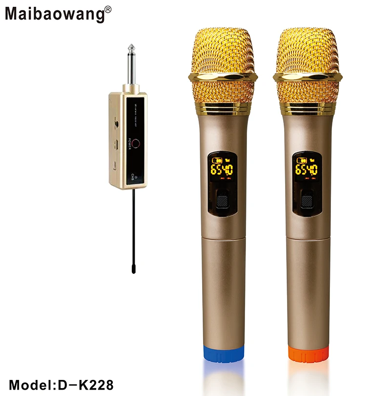 

UHF gold portable wireless mini karaoke speaker microphone
