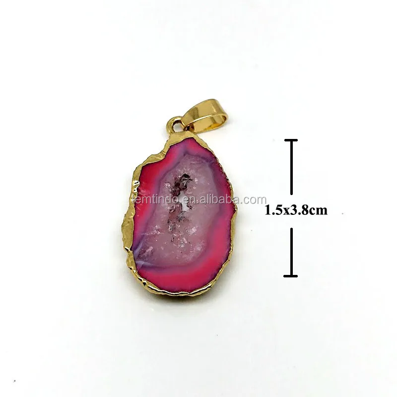 

Wholesale Geode Agate Slice Pendant with Amethyst, Gold or silver