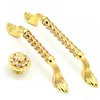 Luxury hollow design cabinet drawer Handles crystal stones furniture gold drawer knob cabinet dresser knobs