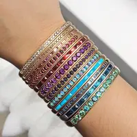 

gold plated cz bangle colored cz colorful cubic zirconia fashion women jewelry adjusted CZ open bracelets