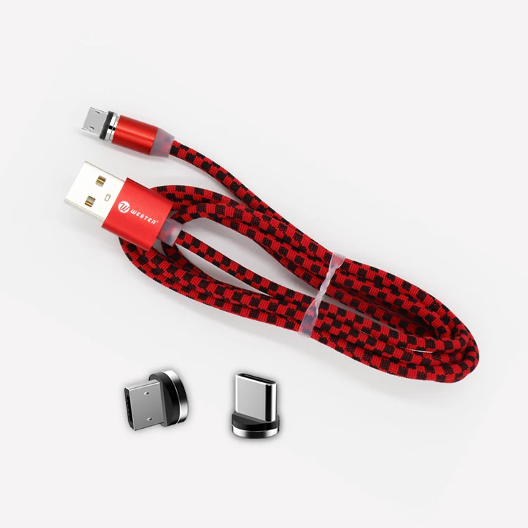 

2.1A Micro USB Charging Cable Magnetic Adapter Fast Charger For Android, Black/red