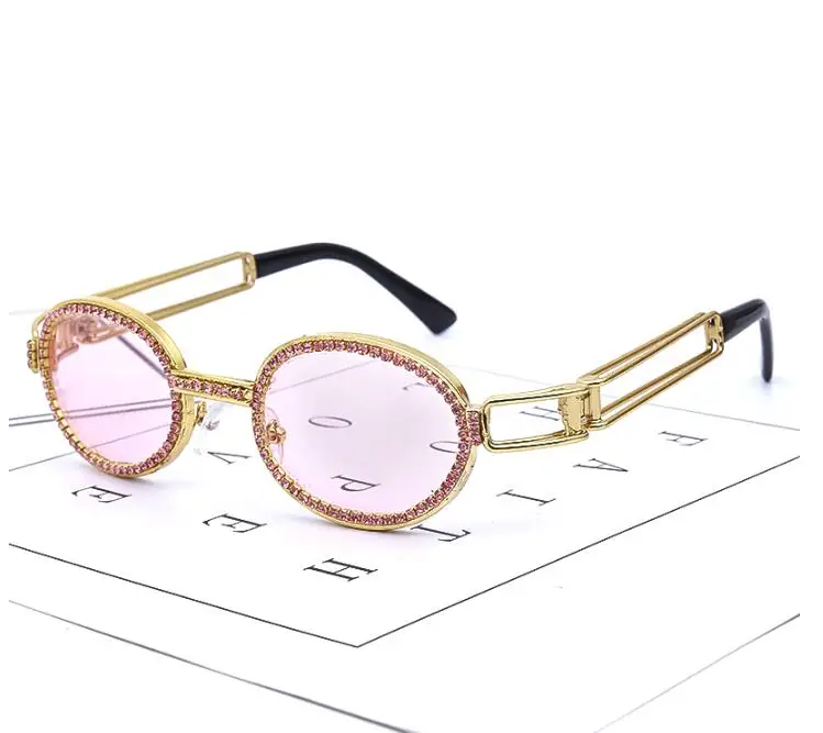 

WIIPU Small Round Diamond Sunglasses Women Steampunk Colorful Rhinestone sunglasses