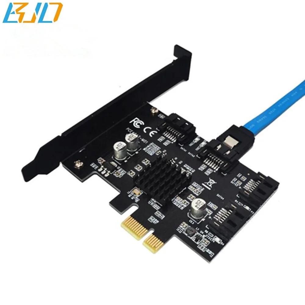 

6Gbps PCI-E X1 to 4 SATA 3.0 Expansion Adapter Card Marvel 88SE9215 Chipset for IPFS HDD SSD