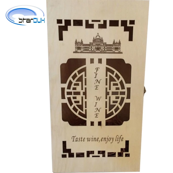 
2018 New Designed 2 Bottle Hinged Birch Plywood Wooden Wine Box 