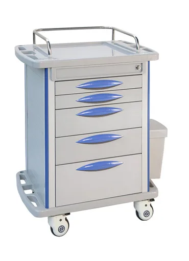 Mobile stainless steel feculence nursing trolley cart in hospital medical crash trolley cart