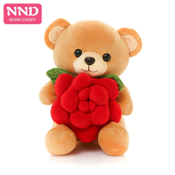 

Free Shipping Wholesale  Rose Sitting Stuffed Teddy Bear Plush Super Soft Animal Toys for Valentine Gifts Niuniu Daddy